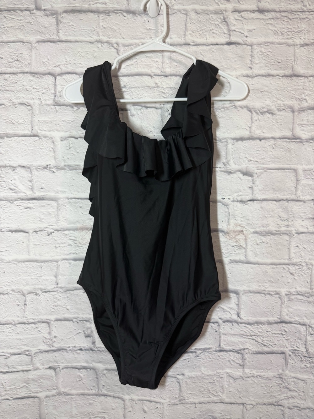 J. Crew NWT Black Ruffle One-Piece Swimsuit, size 10
